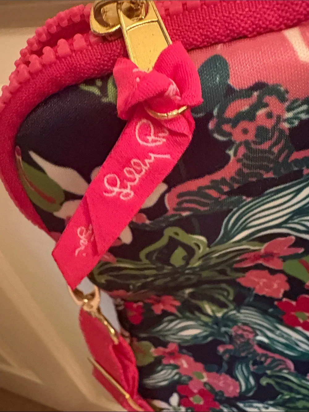 Lilly Pulitzer Floral Laptop Bag in Navy, Pink & Green Neoprene detachable strap